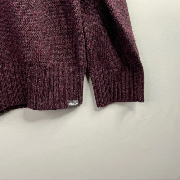 Eddie Bauer Purple Wool Blend Knit Crowl Pullover Cardigan Sweater Size L (NWT). - Picture 6 of 7